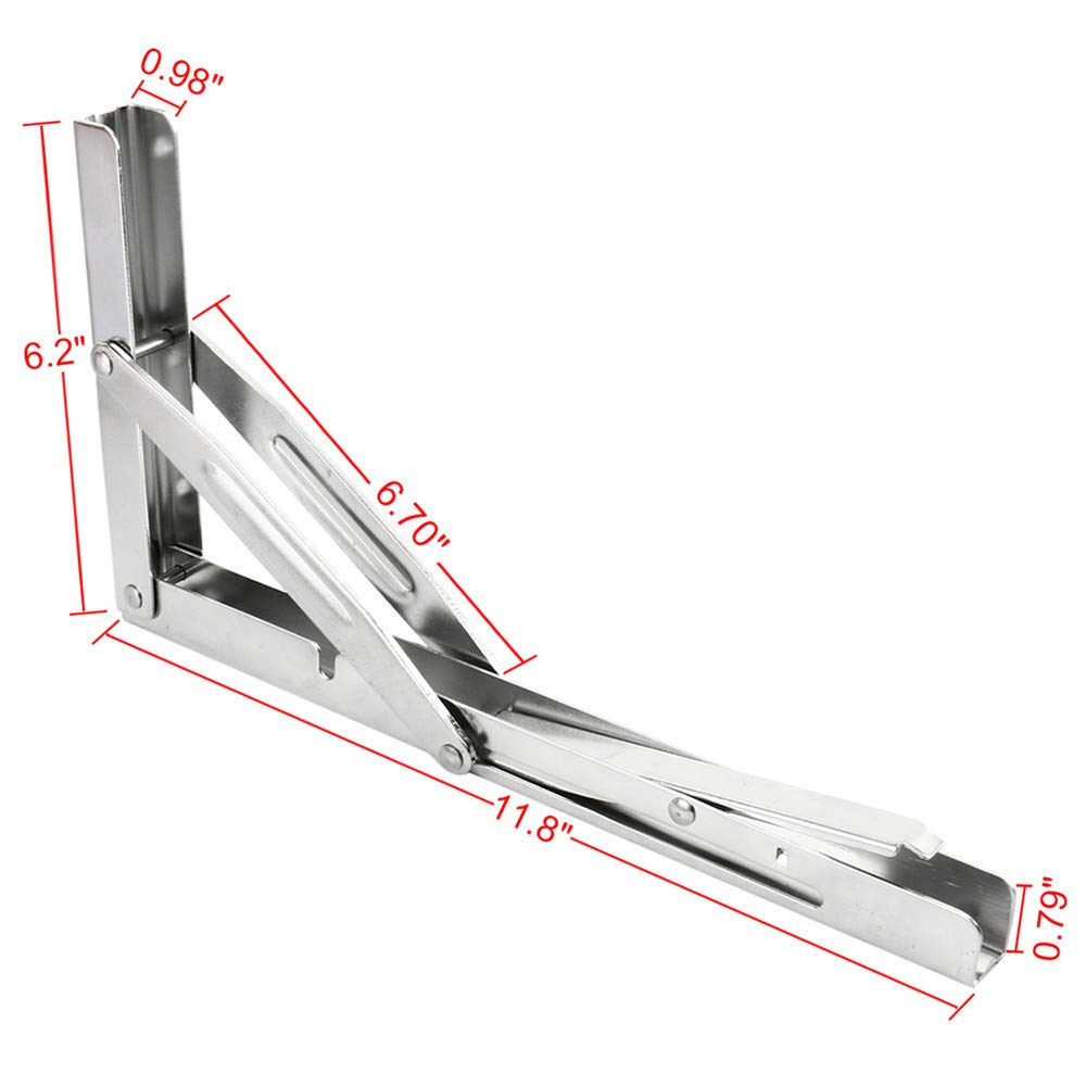 FreeTec Supports d'étagères pliants En acier inoxydable poli et robuste pour étagère d'angle, charge: 150kg, Bras à dégagement long