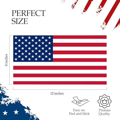 Rogue River Tactical 12x6 Large American USA Flag Car Truck Window Decal Sticker Patriotic Auto Bumper Sticker Vinyl for Car Truck RV SUV Boat Support US Military