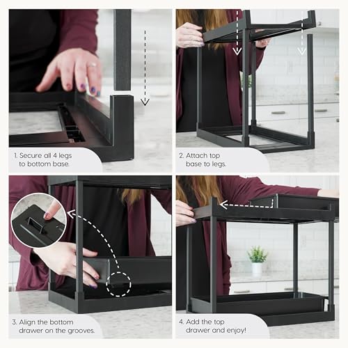 IRIS USA Under the Sink Organizer, Under Cabinet Organizer Kitchen Storage, Bathroom Shelves, Spice Rack, Pull Out Drawers for Home, Cabinets, Pantry, Countertop, Office, Black - Image 4