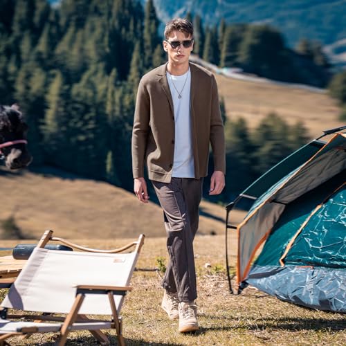 Image of Men's Cardigan Sweater Button Front V-Neck Long Sleeve Knit Sweaters