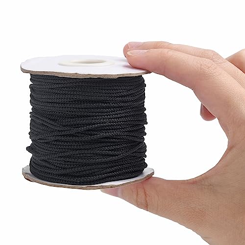 UR URLIFEHALL 54 Yards/50m Black Braided Nylon Thread 2mm Chinese Knotting Cord Twisted Cord for Home Decor DIY Crafts Jewellery Making - Image 3
