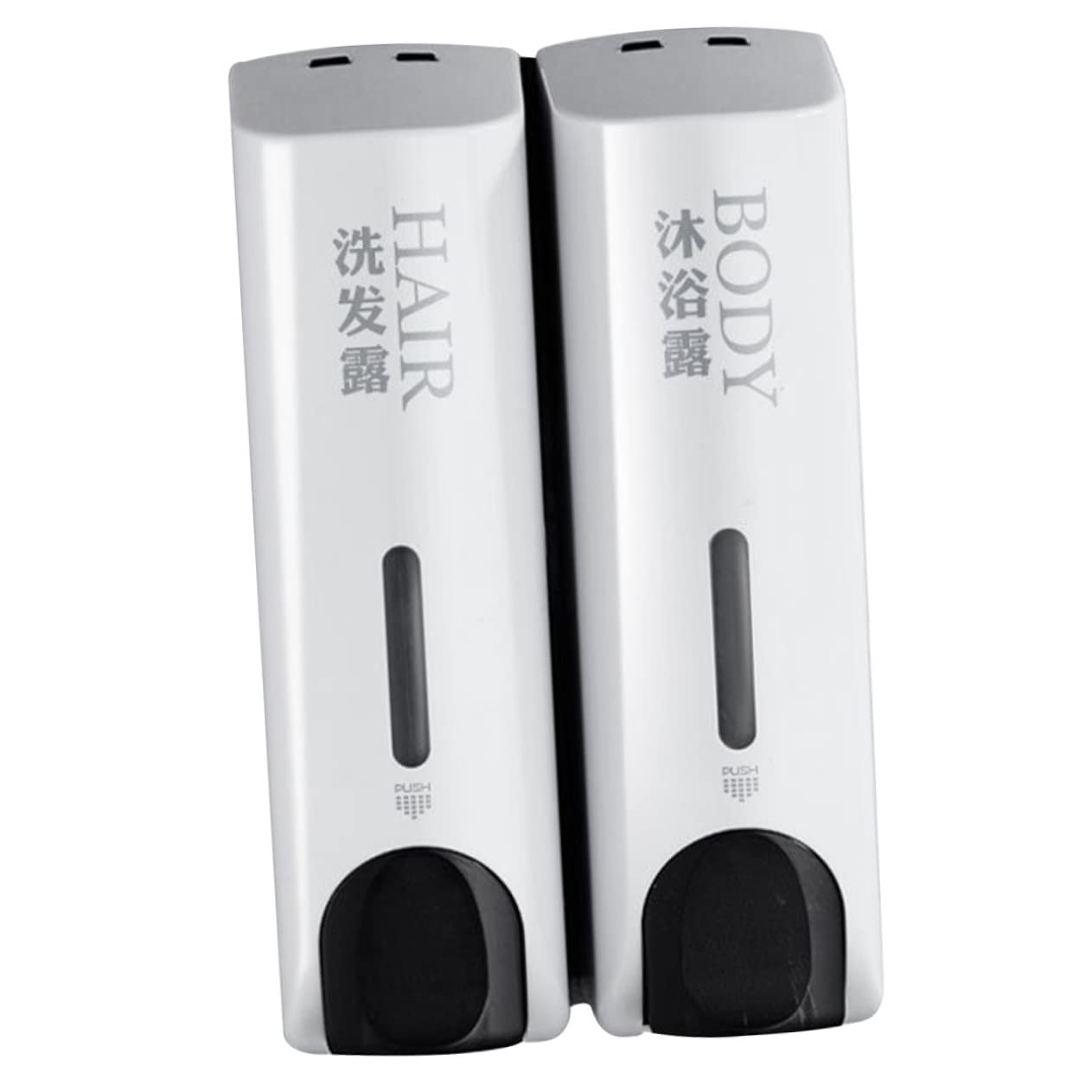 Dispensador de Jabón Líquido y Montaje sin Taladro de Pared para Baño y Hotel Plástico Compacto Boca Grande, Diseño Sencillo Adecuado para Loción y Champú