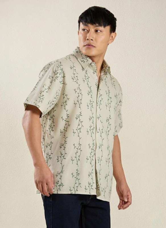 Image of MARK & ALBERT Men's Half Sleeve Linen Slim Fit Shirt