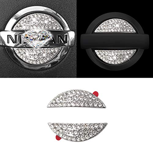 Jaronx Crystal Steering Wheel Bling Emblem Sticker Compatible with NISSAN, Sparkly Diamond Car Logo Decal Bling Accessories Compatible with Nissan Maxima, Altima, Sentra, Pathfinder, Kicks (2010-2021)