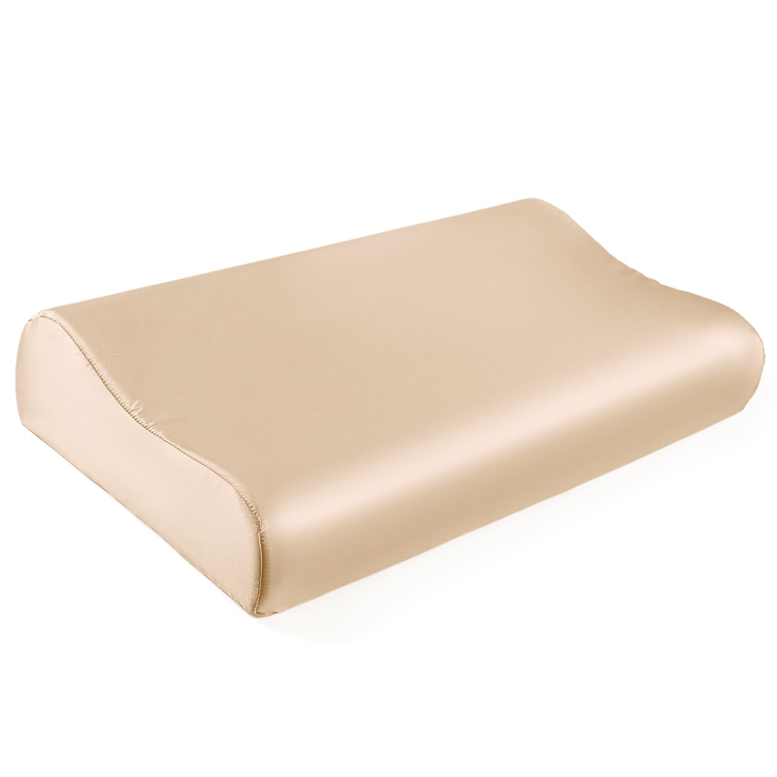 THXSILK 19 Momme 100% Mulberry Silk Pillowcase for Contour Memory Foam Pillow, Contour Pillow Case Cover, Cervical Pillow Case, Pack of 1(Champagne, 20"x12"x3.9"/2.7")