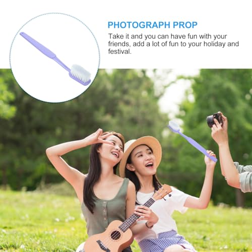 Image of POPETPOP Giant Toothbrush Oversized Novelty Toys: Super Toothbrush Pet Grooming Brush - Wonderful Comedy Item for Costume Take Picture Comedy Party Favors (Purple)