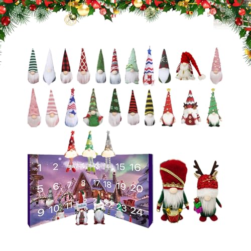Generisch - Gnome Kalender 24 Stück Gnome Weihnachtsdeko Countdown Kalender Wichtel Adventskalender 2025 Fensterdekoration Plüschfiguren Weihnachtswichtel Puppen Spielzeug Für Kinder Babys