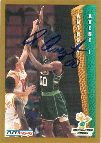 Autograph Warehouse 42039 Anthony Avent Autographed Basketball Card Milwaukee Bucks 1992 Fleer No. 371