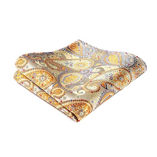 HISDERN Panuelo a cuadros con estampado de flores y lunares Panuelo de bolsillo panuelo de bolsillo cuadrado amarillo/gris