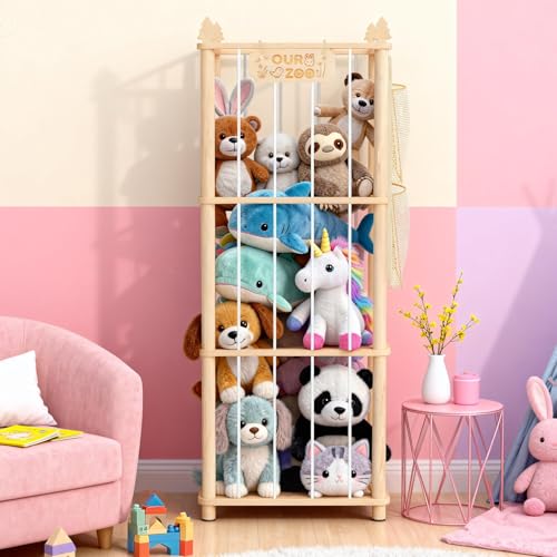 ZEQON Stuffed Animal Storage - Large Wooden Toy Storage Organizer with 1 Removable Hanging Storage Net, Plush Toy Organizer for Kids' Rooms, Bedroom, Playroom or Nurseries by ZEQON - Image 8