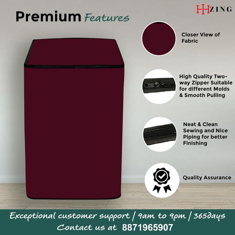 Image of Waterproof Washing Machine Cover Fully Automatic Sutaible for Samsung Model 8.0 kg Ecobubble Top Load, WA80BG4441BG (54 x 56 x 98 cms) Solid Maroon Print