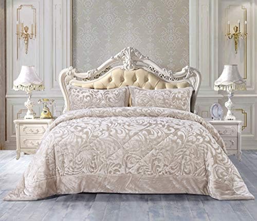 3 Pcs Quilted Bedspread Teddy Embossed Fleece Velvet Bed Throw with Pillow Shams Bedding Set Pink Super King