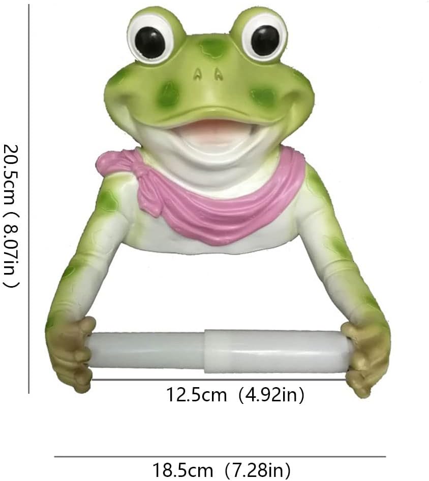 Funny Frog Toilet Paper Holder，Wall Mount Toilet Roll Holder, Bathroom Decoration Paper Towel Holder (Color : Light Green, Size : 20.5 * 18.5 * 12.5cm)