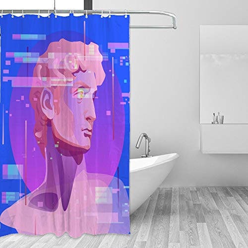 Rideau de douche polyester imperméable avec crochets lavable en machine 66x72 pouces