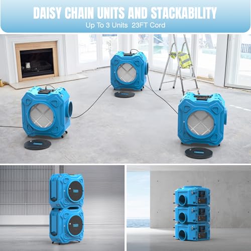 Image of Air Scrubber with 3-Stage Filtration, 970CFM HEPA Air Scrubber Negative Air Machine with Lockable 360 Wheels & Auto-Foldable Handle, Portable Heavy Duty Air Cleaner for Home Industrial Commercial Use