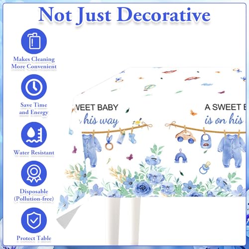 Baptism Party Supplies Set,Blue First Holy Communion Disposable Tableware Set God Bless Baptism Disposable Paper Plates Sets for Party Baby Shower Decorations,Serves 20 by Generic - Image 5
