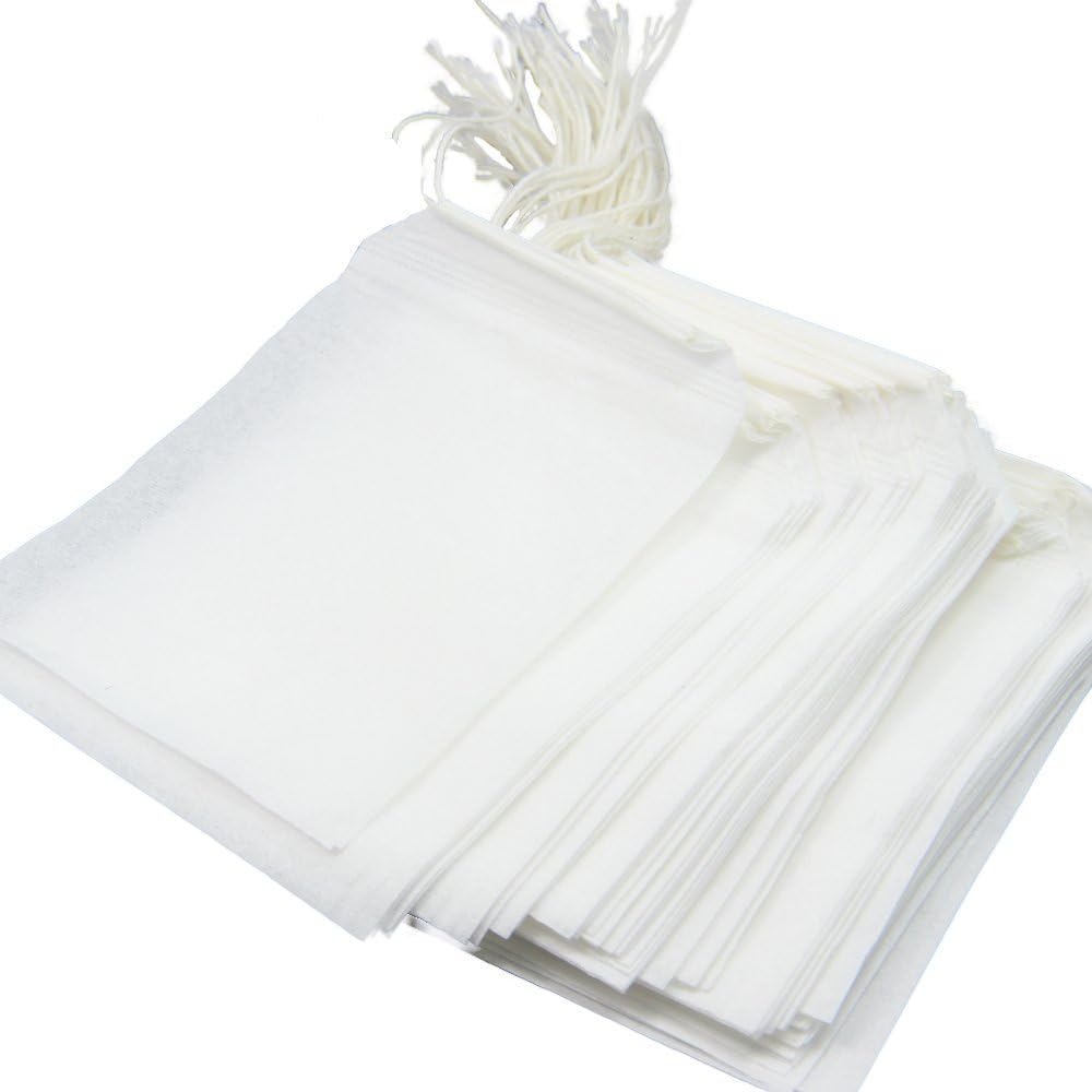 Tea Filter Bags, Disposable Drawstring Seal Filter Tea Bags, Set of 200 (3.9 ×3.1 inch)