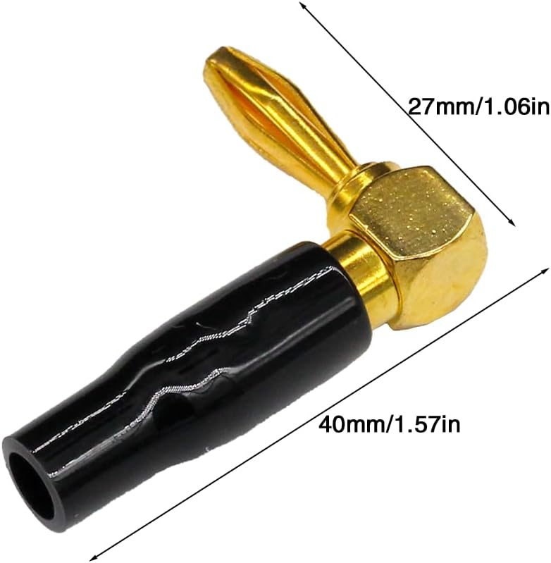 20pcs Copper Gold-Plated 90 Degree Elbow 4mm Banana Plug L-Shaped Speaker Wire Connector Speaker Audio Wire Connector Without Welding (10pcs red + 10pcs Black) - Image 3
