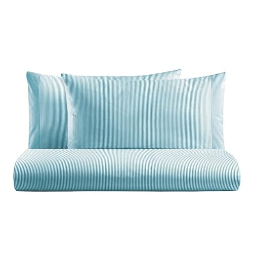 Lisola Parure de lit simple, housse de couette 160 x 250 cm + 1 taie d'oreiller 50 x 80 cm, en pur coton, lavable en machine. Modèle Tif