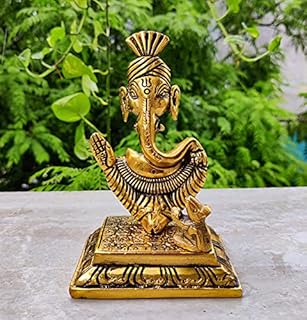Lord Ganesha with mouse Figurine for Home temple mandir - Ganesh Statue for Ganesh Chaturthi - Hindu God Indian pooja decoration Item - Ganpati idol for car