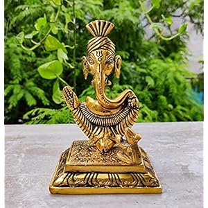Lord Ganesha met muis voor thuistempel Mandir, Ganesh-beeldje voor Ganesh Chaturthi, Hindoe-God Indianen Pooja…