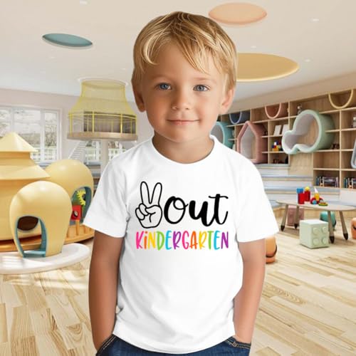 Image of Kindergarten Graduation Shirt Kids Girls Boys Peace Out Kindergarten Shirts Cute Last Day of School Short Sleeve Tops