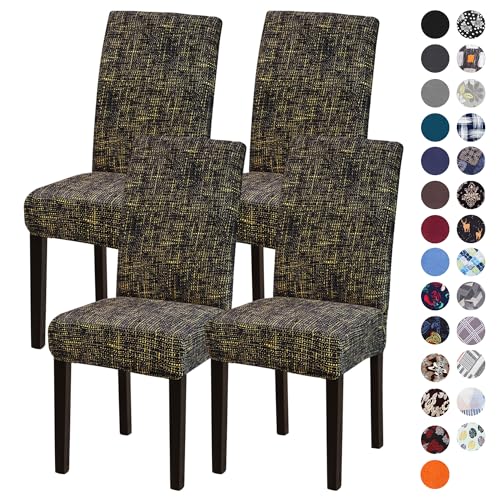 Sufdari Dining Chair Covers,Kitchen Chair Cover,Parsons Chair Slipcover,Spandex Chair Protectors for Dining Room Stretch Chairs Cover Set of 4 -Hemp Coffee