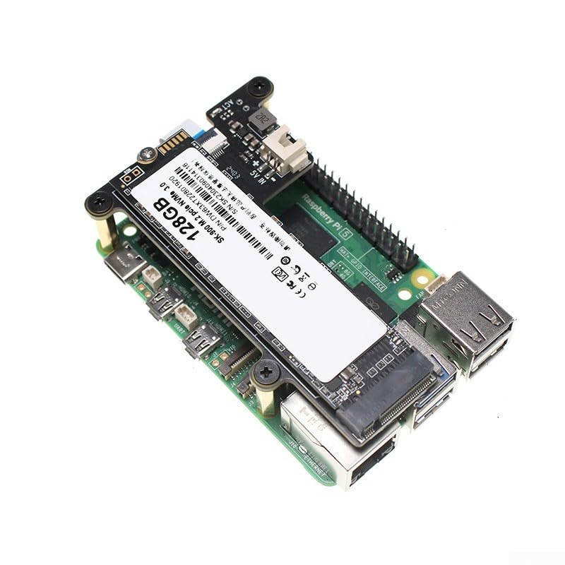 Scheda di espansione, per Raspberry Pi 5 X1001 per M.2 NVMe SSD schede di espansione 8 x 6 x 3 cm in lega (X1001 + ventola + 128 GB)