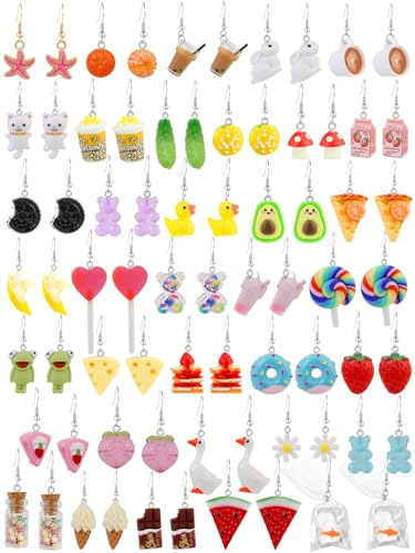 36 Pairs Fun Cute Earrings Set Weird Cool Funky Aesthetic Drop Dangle Earrings for Teen Girls Women Jewelry Gift
