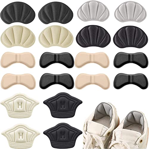 10 Paires Coussinets de Talon Éponge, Coussinets Sport Antidérapant Baskets Coussinets Autocollant Inserts de Talons pour Empêche Frottements, Ampoules et Chaussures Grandes (Beige, Noir et Beige) Cover