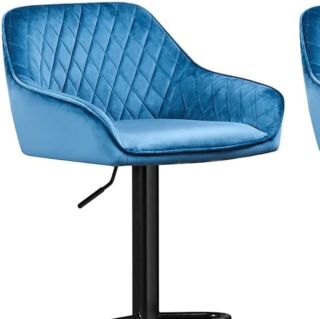 AINPECCA Bar Stools Set of 2, Velvet Fabric Adjustable Swivel Gas Lift, Black Footrest and Base for Breakfast Bar, Counter Kitchen Chairs and Home Bar chairs (Velvet Teal)