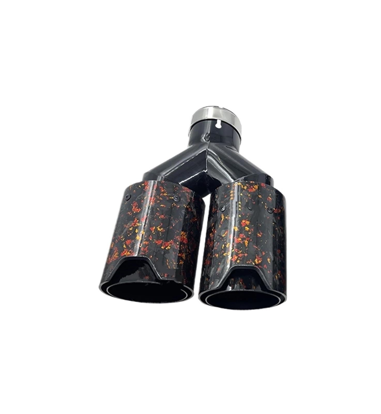 Końcówek Wydechu Dla BMW Foil Gold Carbon Fiber Podwójna Końcówka Typu Y Modyfikacja Tłumika Samochodowego Rury Wydechowe Ze Stali Nierdzewnej Stylizacja(ER Left inlet-60mm)