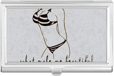 Bikini Beauty Illustration Black Pattern Business Card Holder Case Pocket Box Wallet