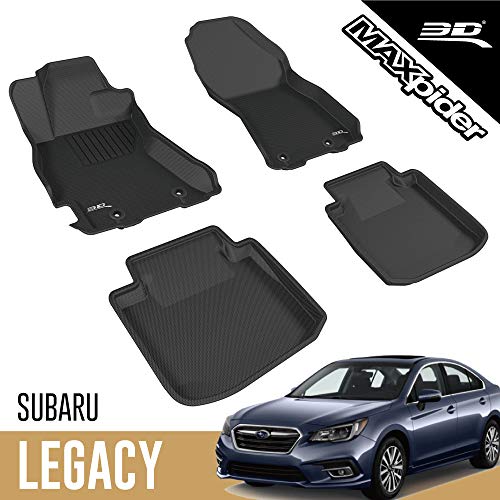 3D MAXpider L1SB01301509 Custom Fit Complete Floor Mat Set for Select Subaru Legacy Outback Models - Kagu Rubber (Black)