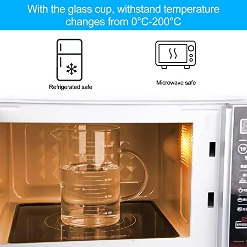 Glass Measuring Jug, PICMMRA 1L Clear Liquid Measuring Cup with V-Shaped Spout Measuring Jugs with Handle Easy to Read Measurements High Borosilicate Glass Beaker for Kitchen Restaurant