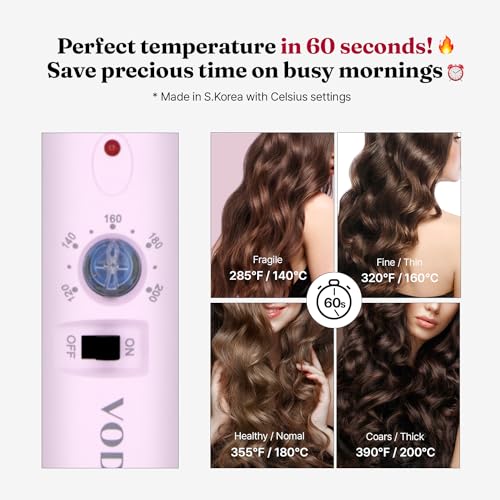Vodana GlamWave Curling Iron - 1.6 Inch, Lavender, Instant Heat, Long-Lasting Curls (USA)