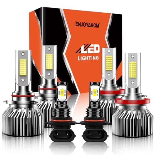 ENJOYAKOM Compatible For Ford F150 2015 2016 2017 2018 2019 2020 Fog Lights Bulbs Combo Kits Direct Installation 1:1 Size Replacement Super Bright Lights Bulb Pack of 6