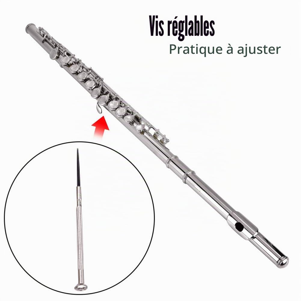 C flûte 16 trous fermés flûte traversante, 16 trous C ton instrument à vent en bois avec graisse liège chiffon de nettoyage bâton boîte en cuir