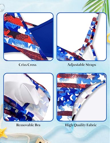 Image of Girls Swimsuit Bikini Set,Criss Cross Bathing Suits for Girl Two Piece Solid Color Girls' Swimwear for 7-16 Years