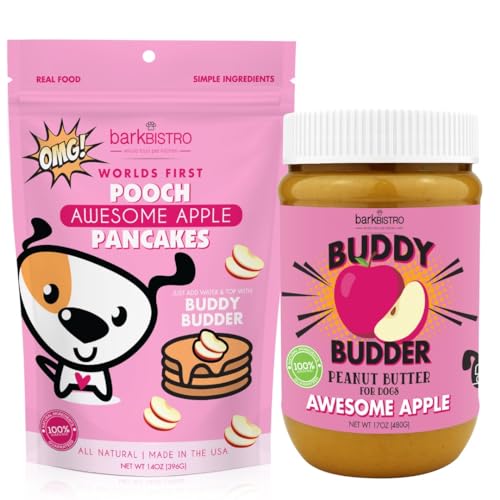 BUDDY BUDDER Awesome Apple Pooch Pancakes - Fun Treat, Brunch w/Your pup, or Stack em' for Dog Birthdays w/Candle, 100% All Natural, No Sugar or preservatives - Made in USA (14oz
