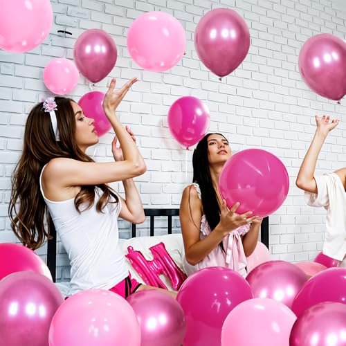 Image of Metallic Pink Balloons, 70-Pack Pink Balloons for Birthday Princess Wedding