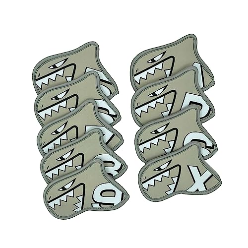 ゴルフアイアンカバー9個セット アウトドアスポーツ 耐摩耗性 ゴルフクラブヘッドカバー グレー 14x10cm