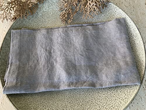 Linen Napkins –100% French Flax – Stonewashed Pure Linen Cloth Napkins - Size 18 Inch X 18 Inch – Set Of 4 (Mid Gray) #TOP7