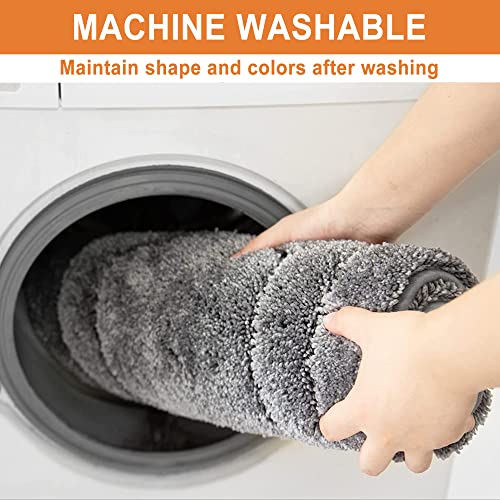 Beqhause-Bathroom-Rugs-Soft& Absorbent-Non-Slip-Bath Mats For Bathroom Polyester Microfiber Bath Mat Machine Washable Bathroom Carpet Grey Thick Shower Mat For Bathroom, Bathtub And Sink 16"X24" #TOP4