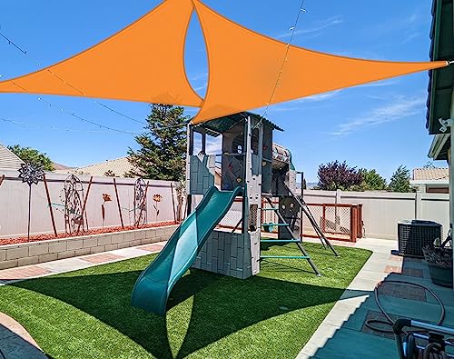 Coarbor 16 x 16 x 16 Sun Shade Sail Canopy Equilateral Triangle Shade Sails Block Direct Sunlight for Outdoor Backyard Yard Deck Patio Garden Orange