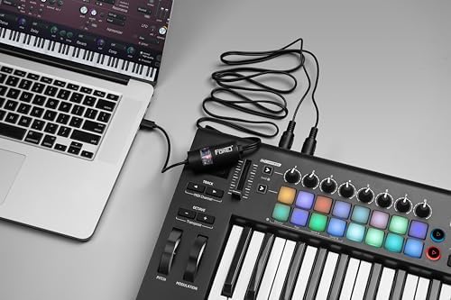 FORE MIDI to USB Interface Compatible with USB Type-C MIDI Cable with Input&Output Work with MIDI Keyboard/Synthesizer/MIDI Deivce Compatible with iOS&Android, Windows/Mac OS Black - 6.5Ft