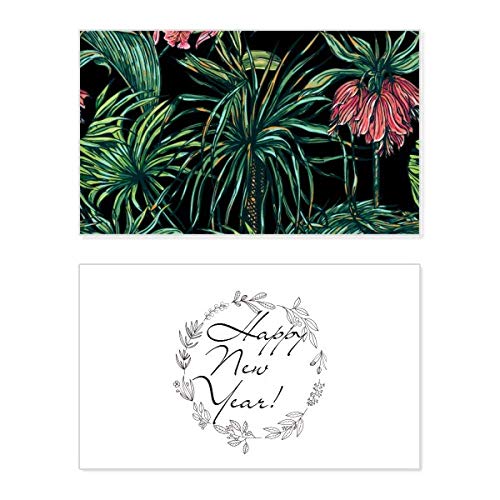 Tarjeta conmemorativa de Año Nuevo de hojas de flores para compartir propósitos y deseos mágicos