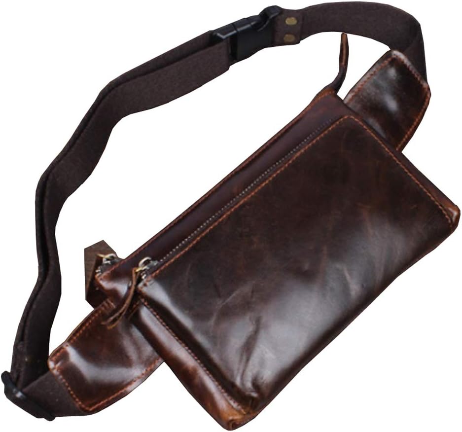 KPYWZER Vintage Leather Waist Bag Fanny Pack for Men Women Hip Bum Bag with Adjustable Strap for Outdoors Workout Traveling Casual Running Hiking Cycling Brown - Image 5