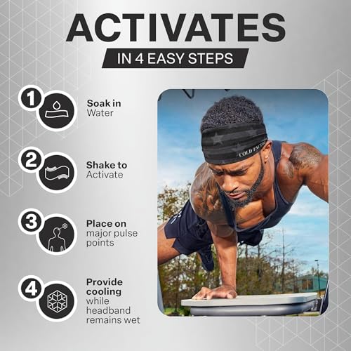 Image of COLD FACTOR Cooling Headband for Women and Men - UPF 50+ Advanced Evaporative Comfort, Instant Cooling Sweatband for Outdoor Sports, Fitness, Yoga, Hiking, Running, and Workout