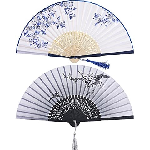 2 Stücke Folding Fans Hand Fans Bambus Fans Cover